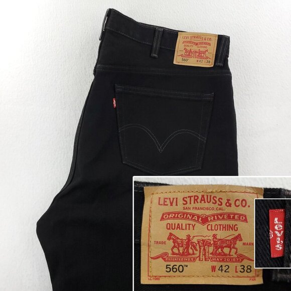 Levi's 560 Jeans Vintage Comfort Fit USA Black Denim Y2K Men "42x38" Real 44x38 - Picture 5 of 12